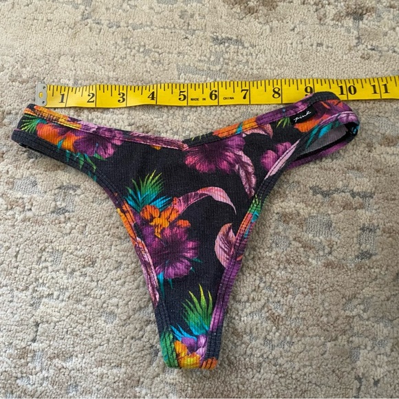 PINK Victoria's Secret Cotton Thong Exotic Print Ribbed: Small - Picture 3 of 7